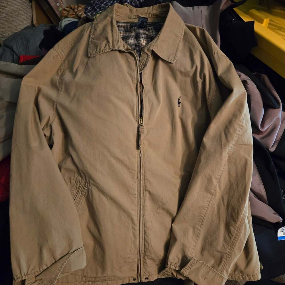 Polo Ralph Lauren Bayport Cotton Jacket Size XL Tan Plaid Lined